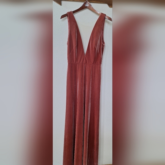 Jenny Yoo Velvet Maxi Dress in Mauve - Picture 2 of 11